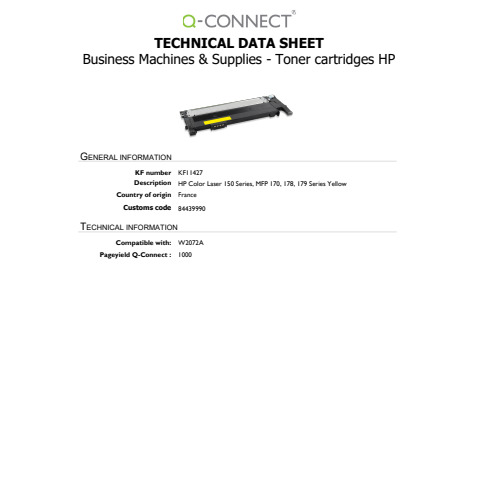 Toner Q-Connect rigenerato HP 117A (W2072A) giallo - KF11427
